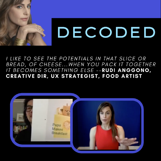 Creativity can spring from anything, even basic food items! Tune in to my conversation with #foodartist, #speaker, and <a href="/Google/">Google</a> #UX Design Strategist @rudi_anggono on #DecodedTV: lnkd.in/e8VZgDv 
And to watch all of <a href="/Decoded_tv/">Abigail K Posner</a>, subscribe here: lnkd.in/e4d_c3S