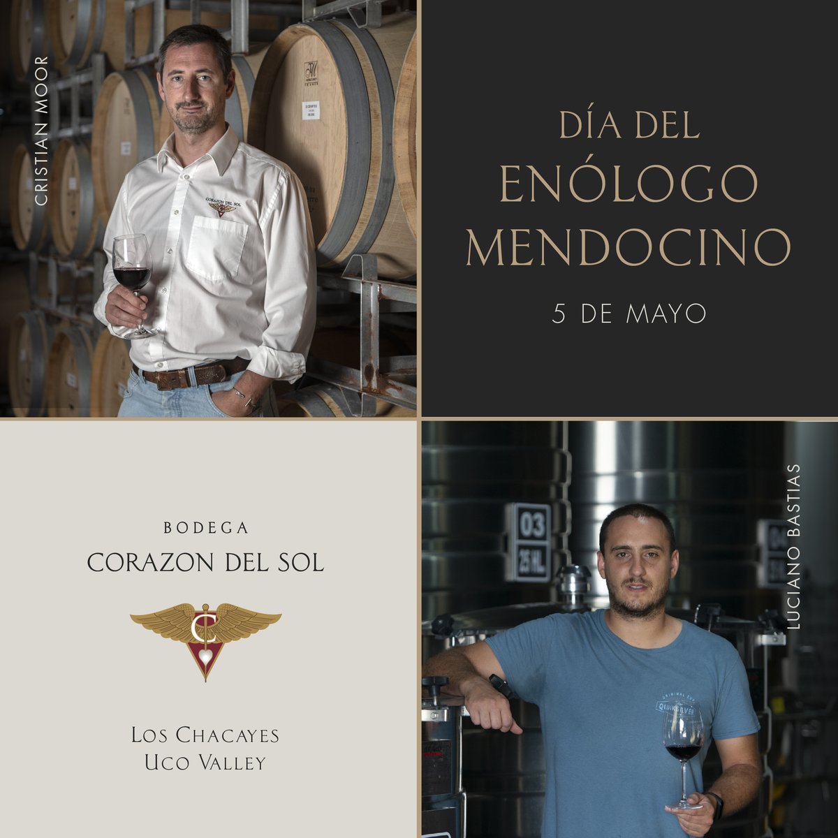 Hoy se celebra en Mendoza el día del enólogo, feliz día <a href="/CristianMoor/">Cristian Moor 🇦🇷🍷</a> y <a href="/bastias_luciano/">Luciano Bastías</a> de parte del equipo de Bodega Corazon del Sol
Today the winemaker day is celebrated in Mendoza, happy day Cristian Moor &amp; Luciano Bastias from the team of Bodega Corazon del Sol

#Winemakers