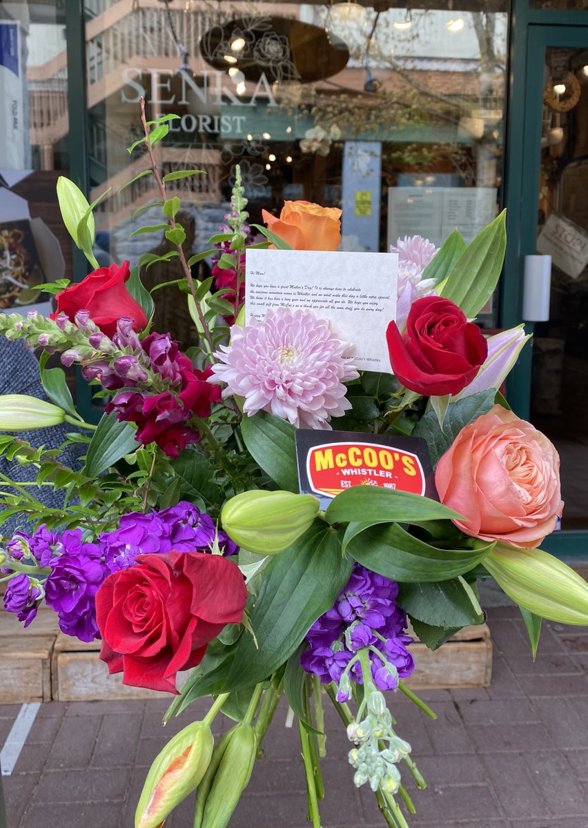 mccooswhistler's tweet photo. McCoo's has teamed up with @SenkaFlorist in Whistler’s Marketplace for Mother's Day! Stop by/contact @SenkaFlorist and order flowers for the mom in your life and there might be a $50 McCoo's gift card stashed in the bouquet to help make Mother's Day a little extra special. 💐❤️🗻 https://t.co/FDn9ipGqFK