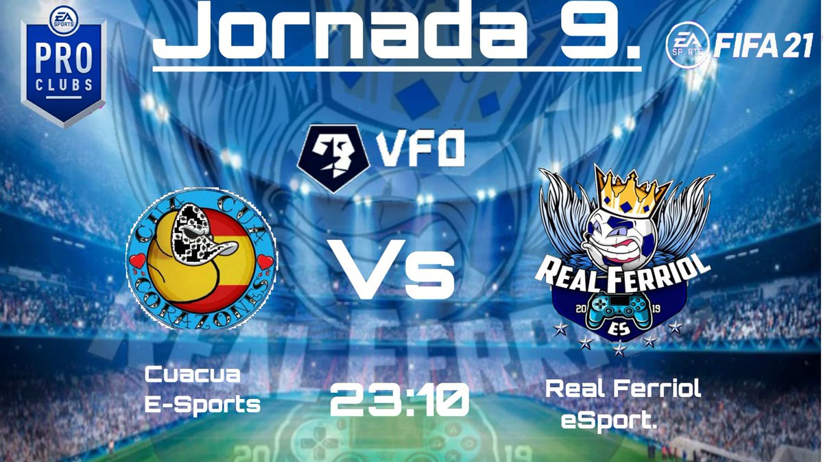 Buscaremos una victoria importantísima 💪🔵⚪️
📆 Jornada 9
🏆 <a href="/VFOspain_ps/">VFOspain PS</a> 
⌚ 23:10
🆚 <a href="/CuaCuaEsports/">CUACUA E-SPORTS</a> 

#QueRuedeLaBola
