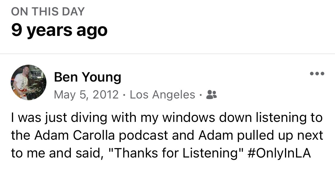 BenjaminCYoung's tweet photo. @adamcarolla @AdamCarollaShow 9 years ago today! https://t.co/Dp0pnaeMoW