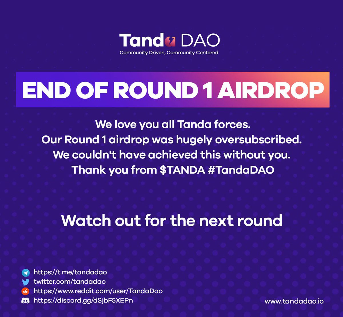 TandaDao's tweet photo. The fastest you could have 
Thank you to you all TANDA Forces 
$TANDA #TandaDAO #bitcoin #doge https://t.co/uvvg0mTPfl