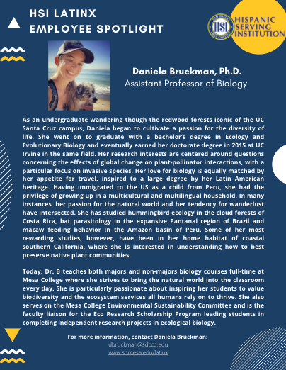 Meet Daniela Bruckman! This week's LatinX spotlight! 

#LatinX #HSI #Biology