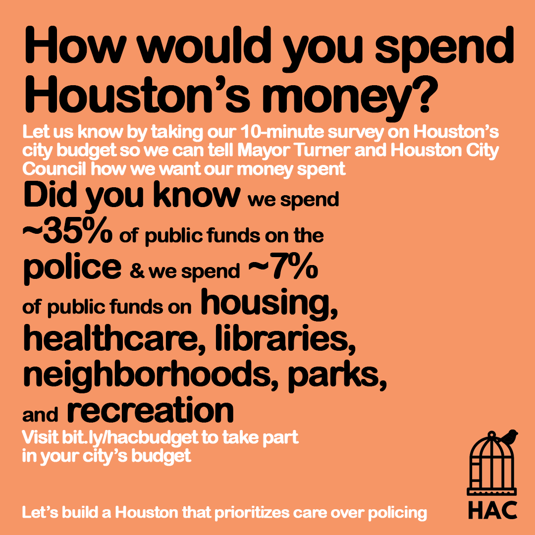 oJaison's tweet photo. Did you know Houston’s police budget receives more city funding than Housing, Neighborhoods, Library & Parks Depts combined?
How would you reallocate the Houston budget? Let @LiberateHTX know! https://t.co/p8oOF5mX04 #HOUBudget #DefundHPD https://t.co/qAq3vIlBTW