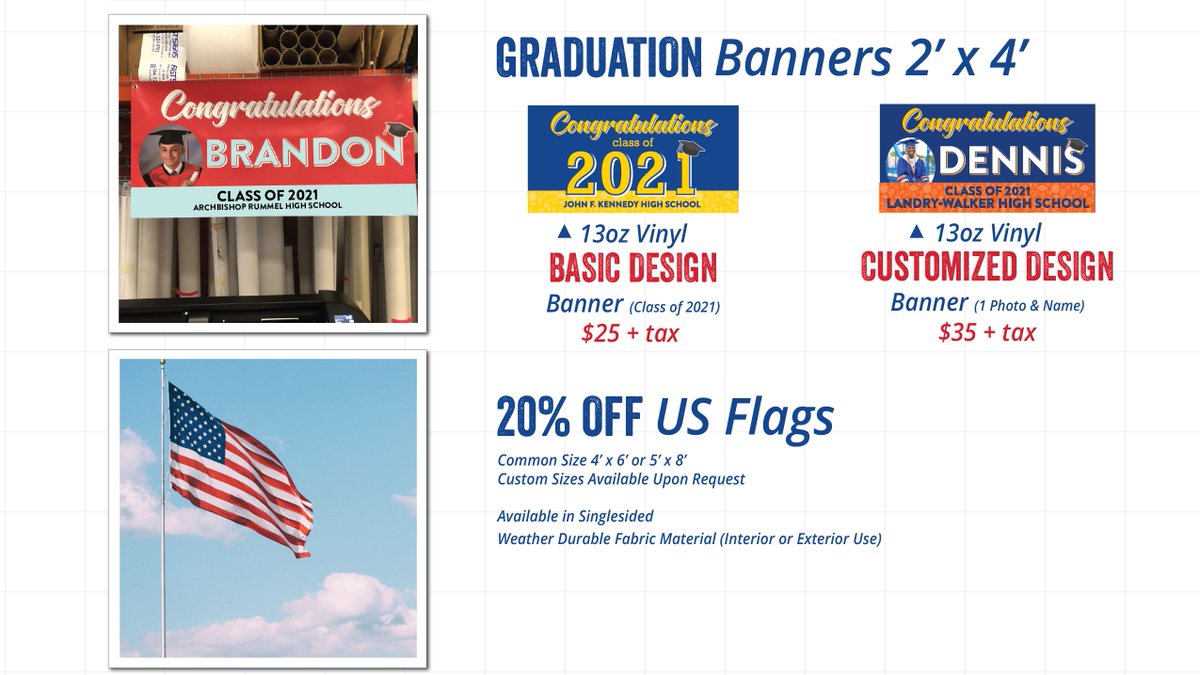 FastsignsNOLA's tweet photo. May is filled with Discounted Graduation Signs and 20% off American Flags. Let us know if you are interested!
.
 #Fastsigns #FastsignsNewOrleans #Signs #FastsignsDidIt #Sale #May #Graduation #AmericanFlags https://t.co/XxXROYHDeZ