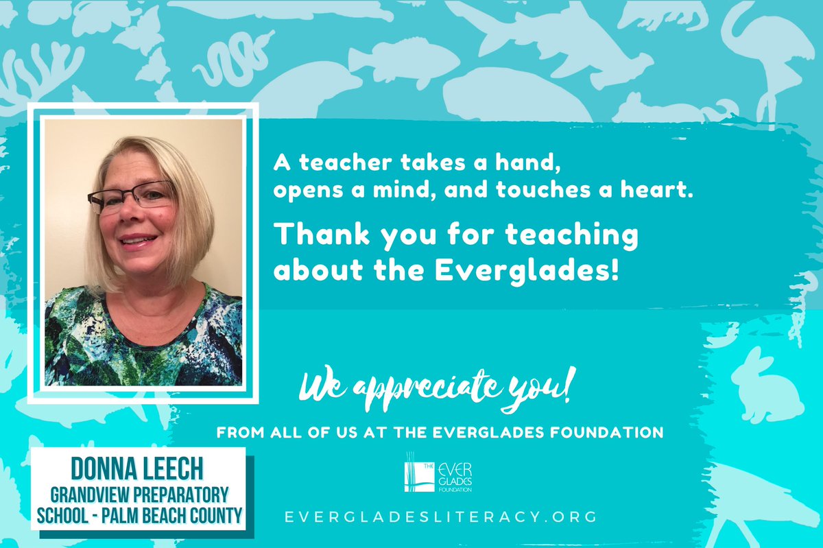 Kimberly Gooch (@kimgooch93) on Twitter photo Up next for Teacher Appreciation week we would like to celebrate <a href="/DonnaLeech5/">Donna Leech</a> from <a href="/GrandviewPrepFL/">Grandview Prep</a> in Palm Beach County!
Donna Leech is an Everglades Champion School teacher and helped her school receive Gold level last year!
Thank you, Donna for all your hard work this year! Up next for Teacher Appreciation week we would like to celebrate <a href="/DonnaLeech5/">Donna Leech</a> from <a href="/GrandviewPrepFL/">Grandview Prep</a> in Palm Beach County!
Donna Leech is an Everglades Champion School teacher and helped her school receive Gold level last year!
Thank you, Donna for all your hard work this year!