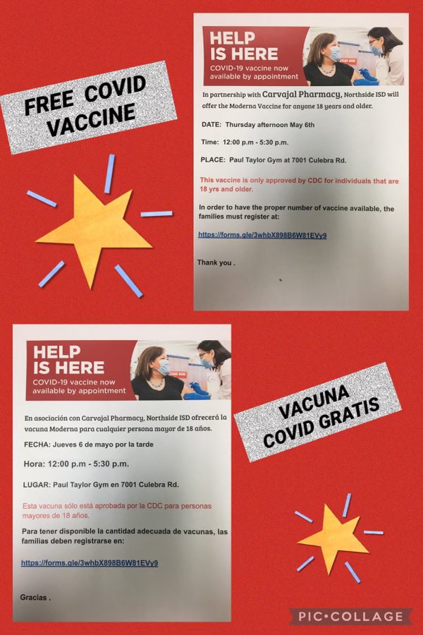 Please review this information for a free covid 19 vaccine being offered to our community members 18 and older.