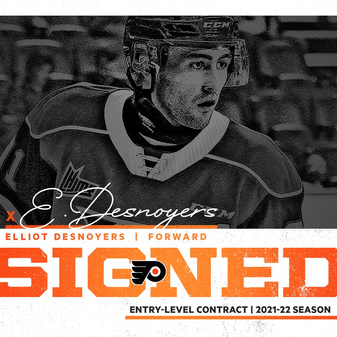 NHLFlyers's tweet image. DONE DEALS:  We have signed forwards Elliot Desnoyers and Olle Lycksell to entry-level contracts starting in the 2021-22 season. bit.ly/3b41LI2