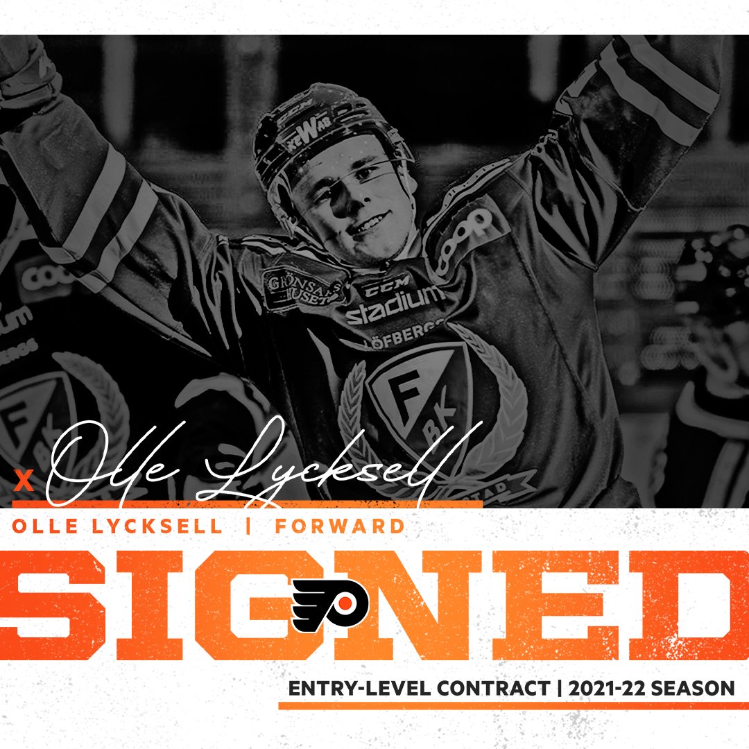 NHLFlyers's tweet image. DONE DEALS:  We have signed forwards Elliot Desnoyers and Olle Lycksell to entry-level contracts starting in the 2021-22 season. bit.ly/3b41LI2