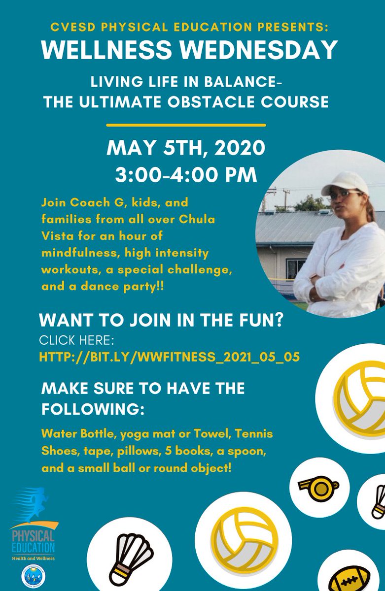 CVESDphysed (@cvesdphysed) on Twitter photo Join us today at 3pm for our virtual family fitness event "Living Life in Balance: The Ultimate Obstacle Course" where students and families will get to build a fitness obstacle course and test their balancing skills! Join here: bit.ly/WWFitness_2021… <a href="/CVESDNews/">CVESD News</a> Join us today at 3pm for our virtual family fitness event "Living Life in Balance: The Ultimate Obstacle Course" where students and families will get to build a fitness obstacle course and test their balancing skills! Join here: bit.ly/WWFitness_2021… <a href="/CVESDNews/">CVESD News</a>