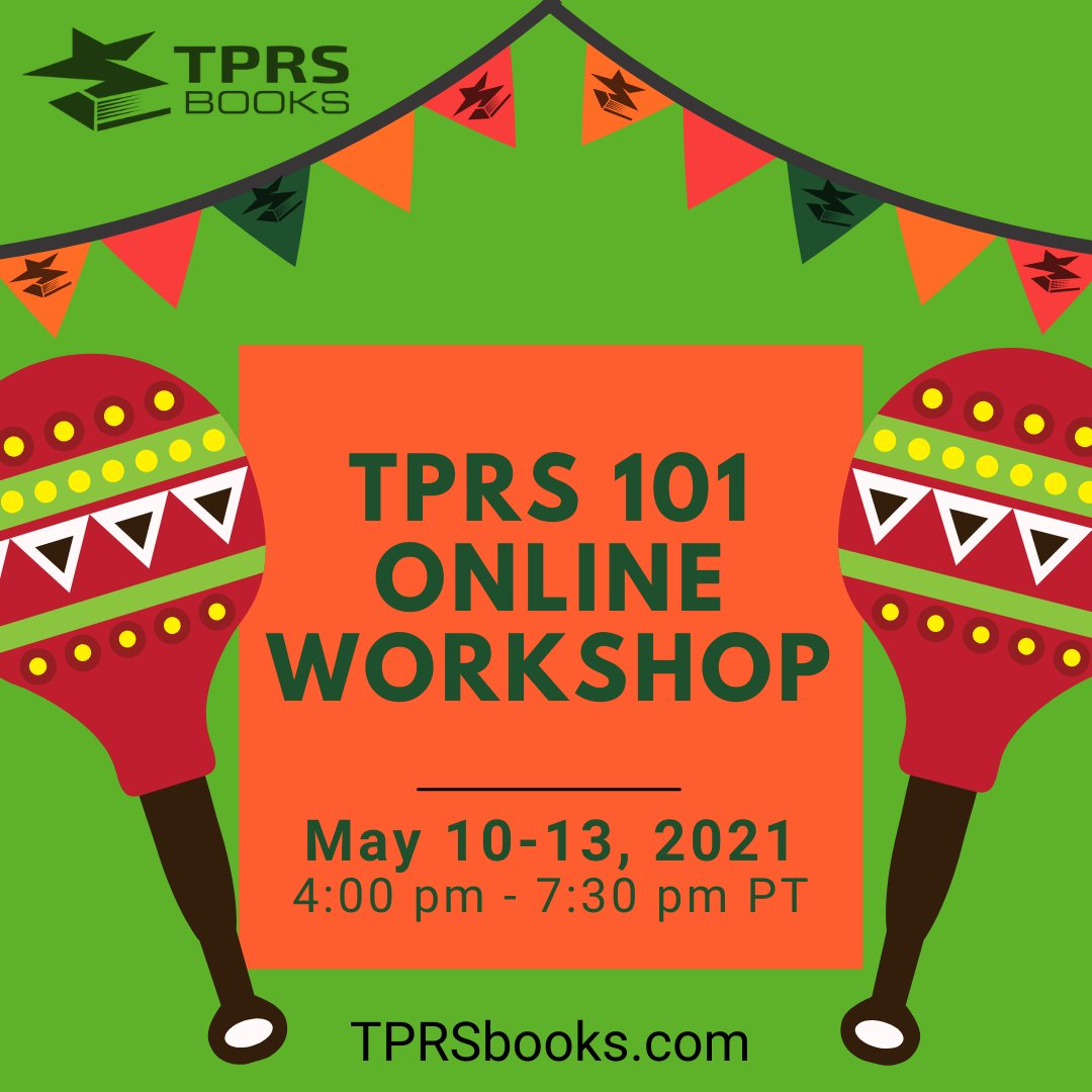 Happy Cinco de Mayo!
Come join TPRS Books at our TPRS 101: Getting Started with TPRS, presented by Craig Sheehy!

Learn how to increase student engagement and language acquisition with this incredibly effective method!

TPRSbooks.com
 
#TPRSbooks #TPRS #CI #LoveTeaching
