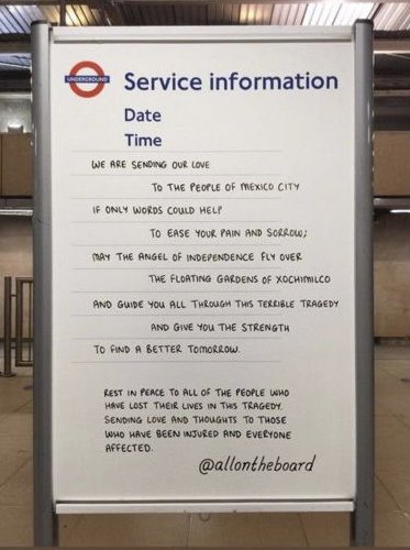 As Mexican, I was deeply moved by this beautiful message from the #londonunderground Thank you for your solidarity. 🙏🏻