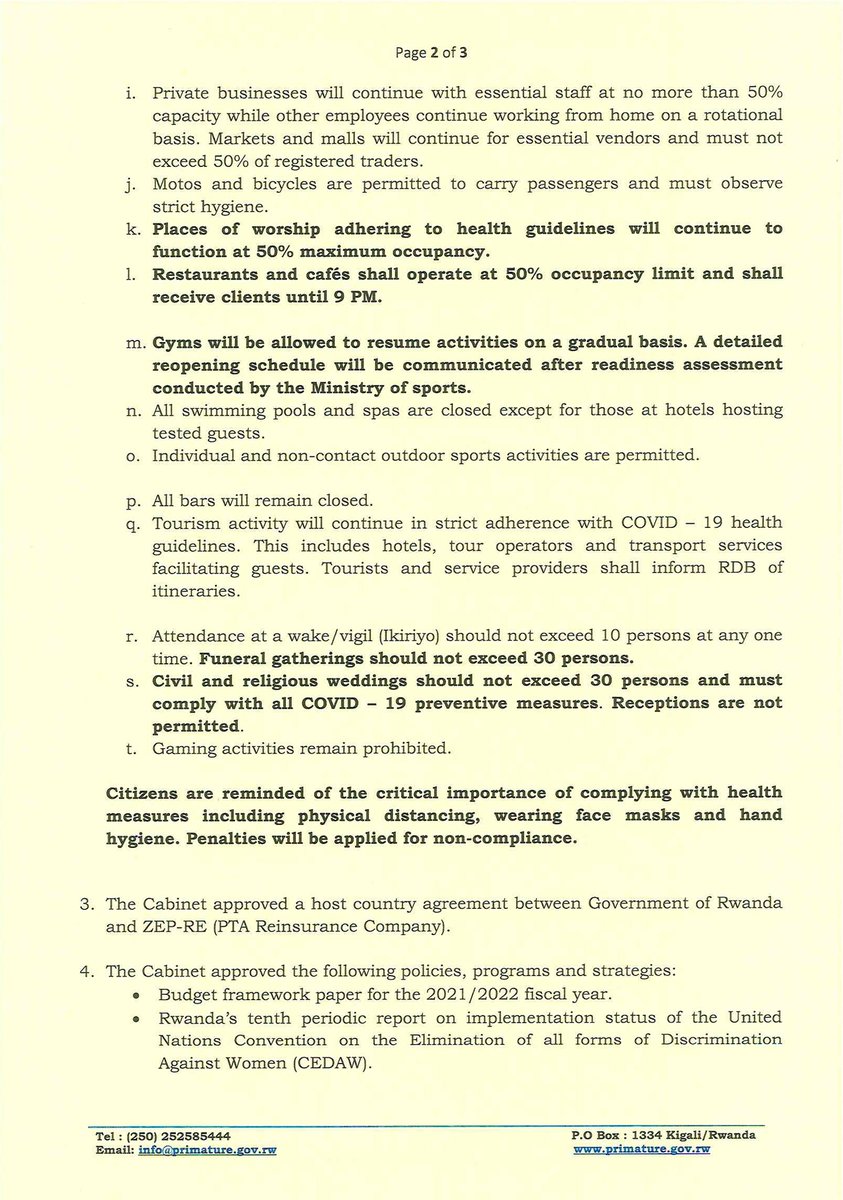 Office of the PM Rwanda on Twitter "Statement on Resolutions of 05/05/2021…