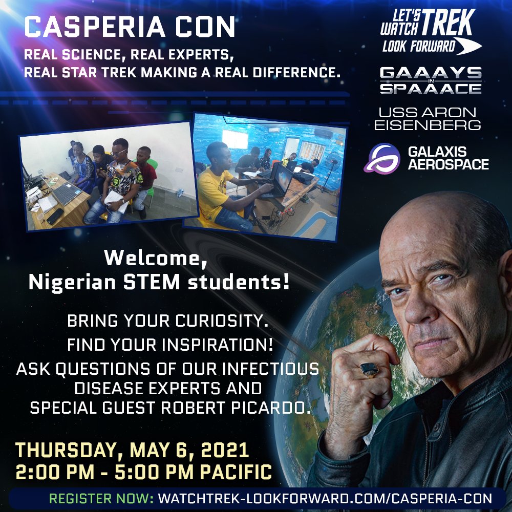 @CasperiaCon is proud to sponsor #STEM students in Nigeria. We are so pleased to share #science & #scifi with these fine young minds & their teacher. TY @Netflix for the help with setup. Happy #StarTrek watching, kids! ogbaeduclinic.com Tickets: bit.ly/2QGAN1D