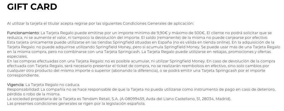 jess_ga's tweet photo. @springfieldmw ¿Dónde pone que esa GIFT CARD deba comprarse en la tienda física? Porque quizás no sepa leer pero ahí solo dice que SOLO PUEDE USARSE EN TIENDA FÍSICA. Yo compré una en la tienda online... y ahora resulta que SÓLO puede usarse en tienda online...¡I N C R E Í B L E! https://t.co/0EoJVOeRIb