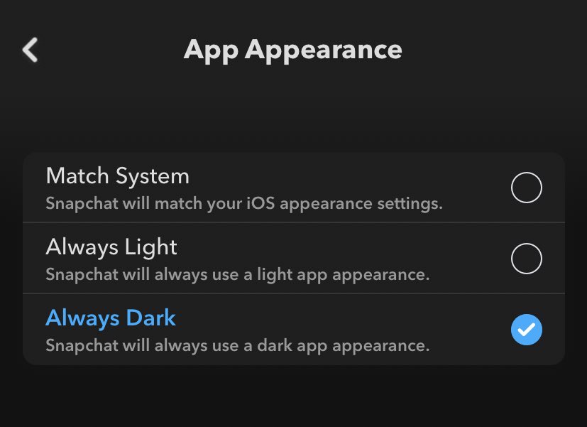 TrevorClick1's tweet image. Dark mode on Snapchat is elite