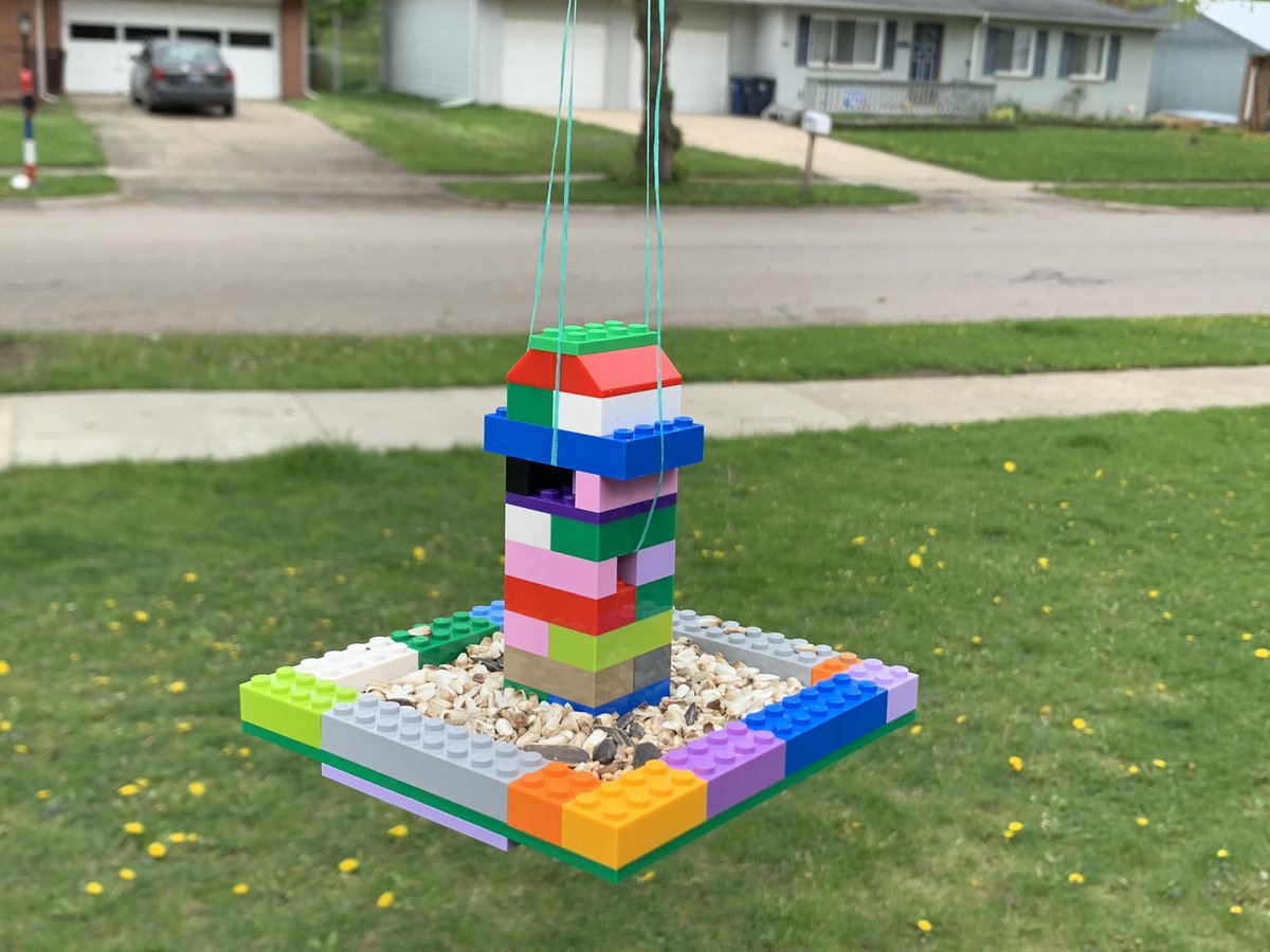 Today at #LEGOClub @A2Abbot & @A2Lakewood Ss made birdhouses or feeders. They were so excited when I told them I would hang them at their schools if they wanted or provide them with bird seed for home! 😍🥳 @LEGO_Group @A2schools