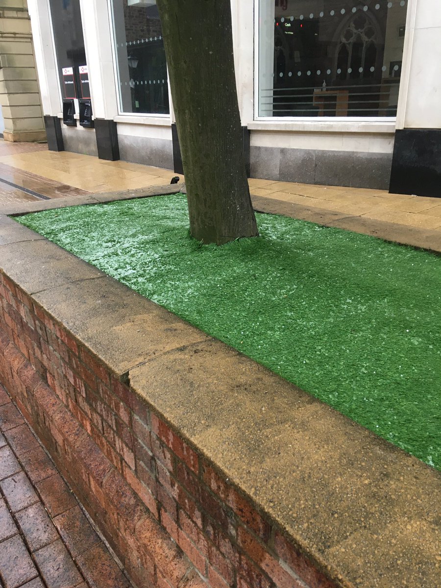 I’m not a fan of AstroTurf in general (I have far too many memories of Hockey burns from the dreaded stuff from my school days) but a surprising discovery to find it in the Cambridge Street flowerbeds this evening.

Beginning of the end for #Harrogate’s planting schemes perhaps?