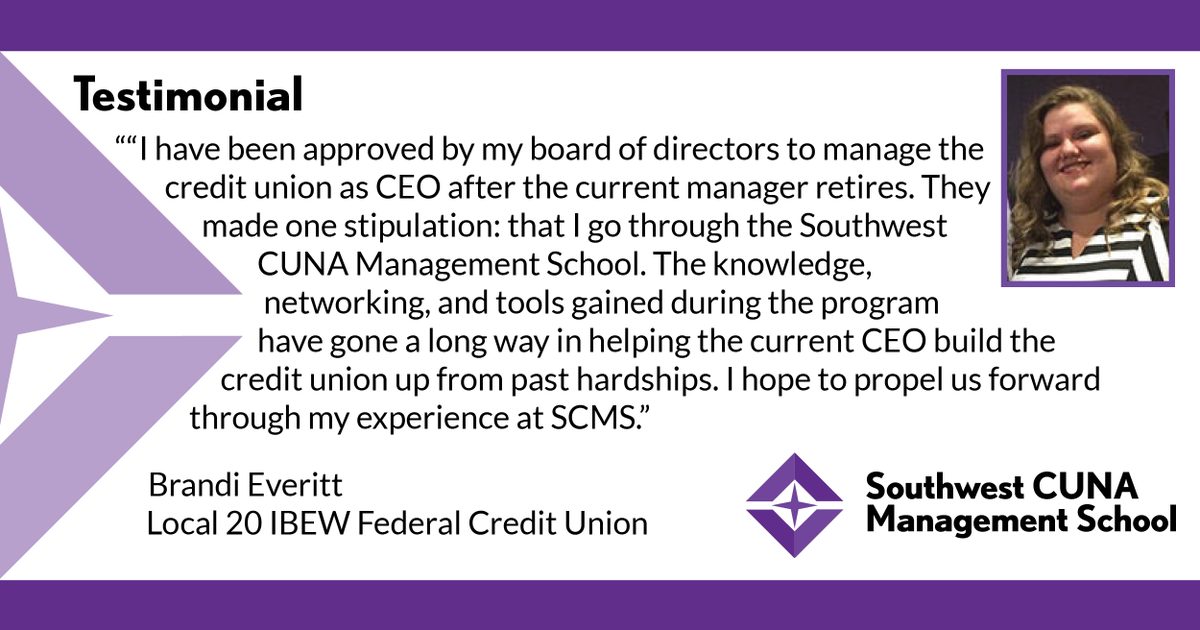 CornerstoneCUL's tweet photo. Register now for Southwest CUNA Management School at https://t.co/6Y8nMACWD2. https://t.co/fY1k4fLI5q