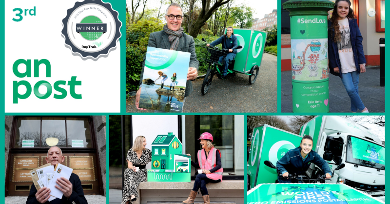 RepAgencyIrl's tweet photo. Coming in third position is @Postvox in our 2021 RepTrak® study.
The public acknowledge An Post’s effort in keeping Ireland connected throughout this difficult and uncertain time.#RepTrak2021 https://t.co/J1jgqF3FQo