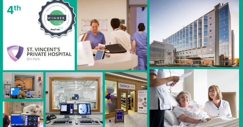 RepAgencyIrl's tweet photo. Congratulations to St Vincent’s Private hospital, coming in fourth in our annual RepTrak study.
The public applaud the hard work of healthcare workers throughout the pandemic. #RepTrak2021 https://t.co/2THxPwSmgO