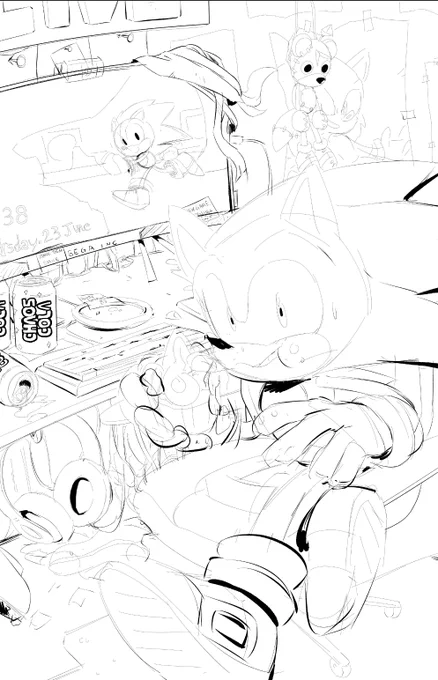 Sketch of @SonicRevolt 's new poster! Time to ink! :D 