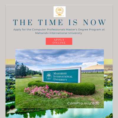 csshaw's tweet image. Now is a great time to apply for our unique, affordable Computer Professionals Program Master&apos;s degree.  ComPro.miu.edu.

#ComputerProfessionalsProgram 
#mastersincomputerscience
#mastersdegree
#computerscience
#maharishiuniversity
#maharishiU
#ComPro
#thisisiowa
#iowa