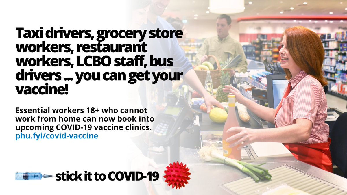 CityOfTimmins's tweet photo. COVID-19 vaccine clinics in the PHU region expanded to individuals who are in the second group of essential workers who cannot work from home. 
@PorcupineHU https://t.co/REGT5YOM5o