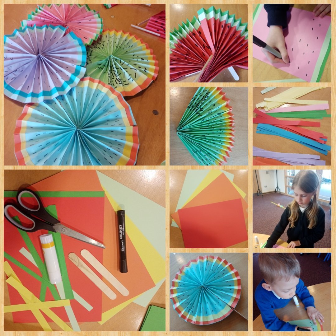 We’ve seen all weathers today and we didn’t know how to react! So the children made some cool fruit fans to help brighten up the spring fever ☀️ #happywednesday #wellnesswednesday #wednesdaywisdom #artsandcrafts #paperfans #fruitfans #craftsforkids #spring #springweather