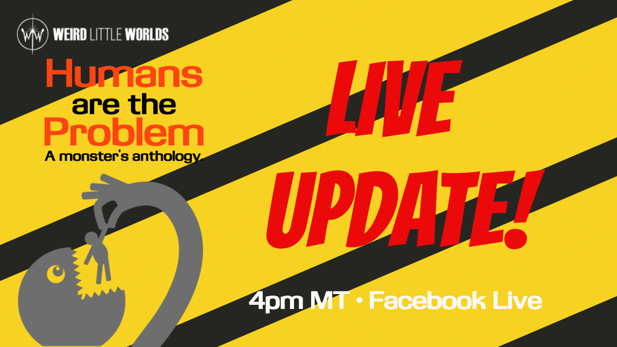 WeirdLitWorlds's tweet image. Join us for a LIVE Facebook update at 4pm MT today! We have some swag to show off and some FAQs about submissions (and rejections). #HumansAreTheProblem #HATP #submissions #amwriting #horror
facebook.com/events/4552429…