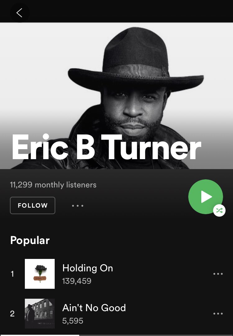 TRUMUSIC_Ent's tweet photo. Rising Artist @DrEricBTurner has returned to the playlist with another hit! “Holding On” is streaming live on all platforms along with our Spotify playlist! “Ain’t No good” has aslo made its way to the top of the playlist!

@DrEricBTurner 🎙

https://t.co/jFKeryQqF8 https://t.co/1eCZNbrJcQ
