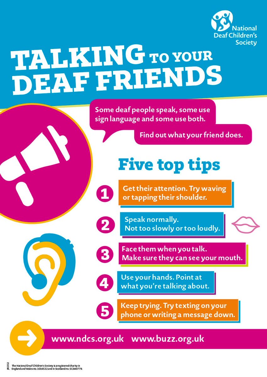 As it’s #DeafAwarenessWeek2021 I thought I would share the @NDCS_UK 5 top tips for communicating with deaf children. Number 3 is so tough these days with the use of face masks 😷 which makes the other 4 even more important. #BeDeafAware