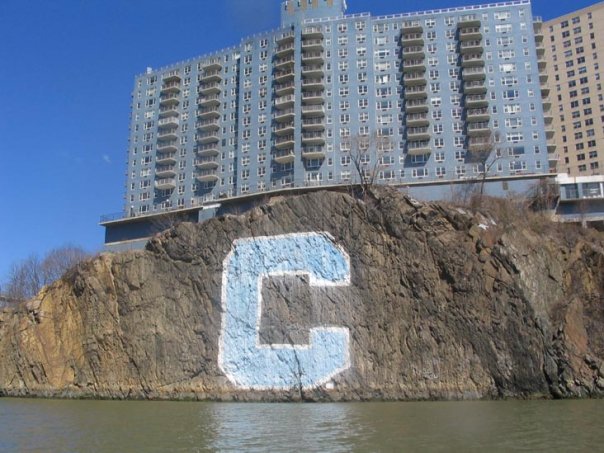 This was taken at the northernmost tip of Manhattan. The "C" on the cliffs across the Harlem River stands for Columbia, the university. The school's football stadium sits there.