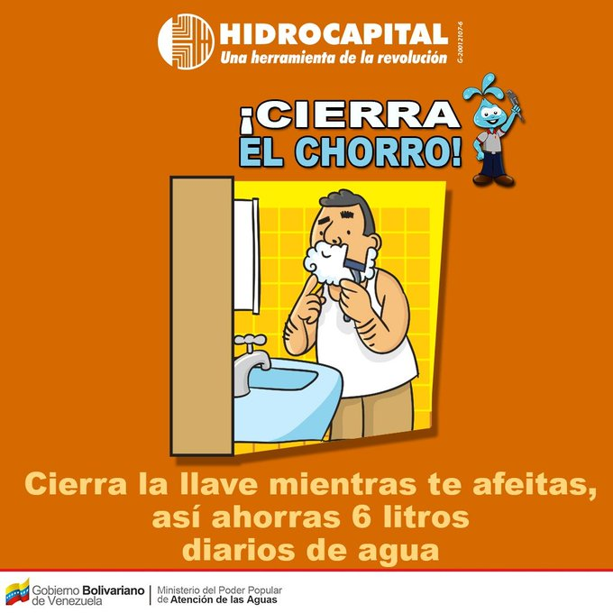 🗣️ ¡𝐓𝐨𝐦𝐚 𝐍𝐨𝐭𝐚!✍️🇻🇪 #CierraElChorro Mientras te afeitas o te lavas los dientes. 'No desperdicies el agua'