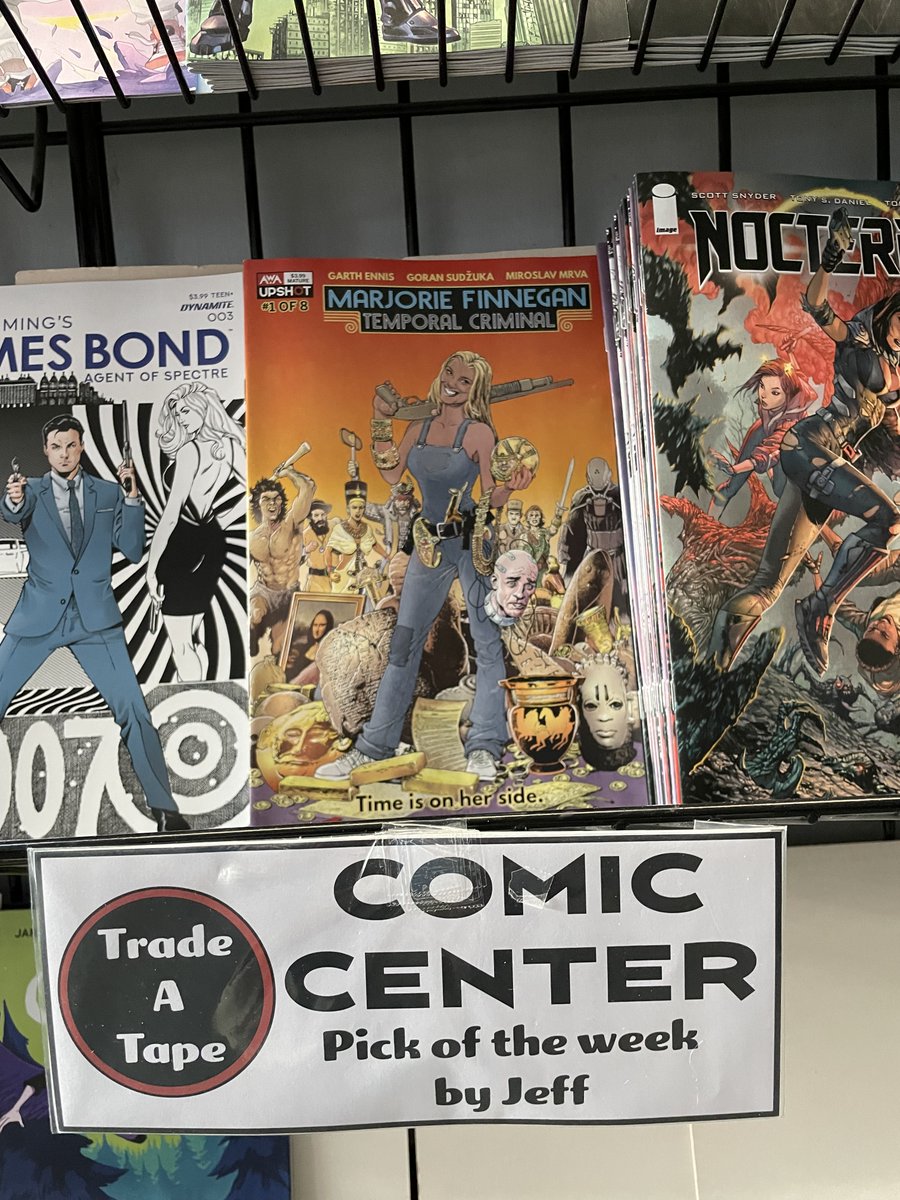 Happy New Comic Book Day! Staff pick this week from @jeffhillwriter: Marjorie Finnegan, Temporal Criminal #1 by #GarthEnnis and #GoranSudzuka from @AWA_Studios @Upshot_Studios #NewComicBookDay #Upshot #AWA #MarjorieFinnegan #TemporalCriminal