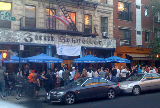 Speaking of underwater, this is a popular German beer bar that we used to go to on Avenue C in the East Village. One of the waitresses wore her notepad in a sling low on her hip like a Han Solo holster. I had a crush on her. That whole area was flooded in Hurricane Sandy in 2012.