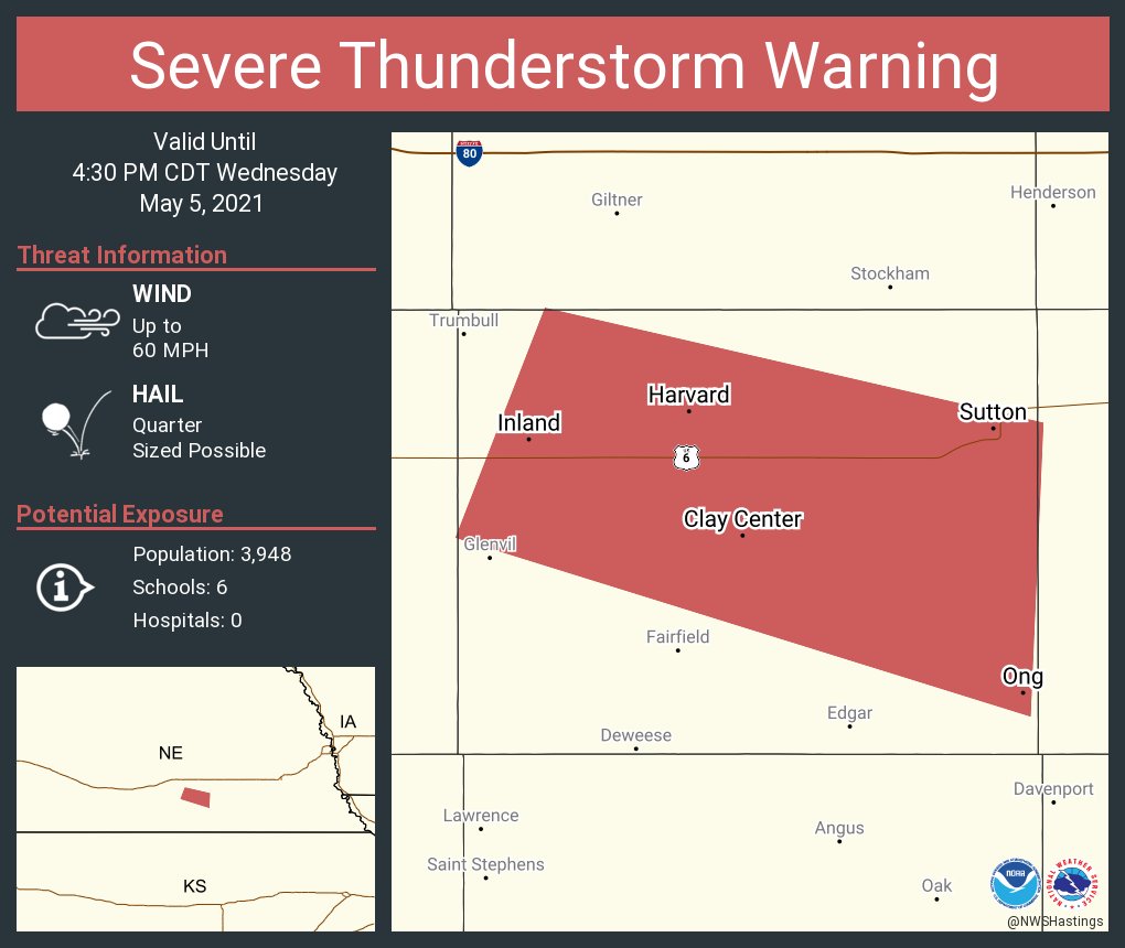 NWS Hastings on Twitter "Severe Thunderstorm Warning including Sutton