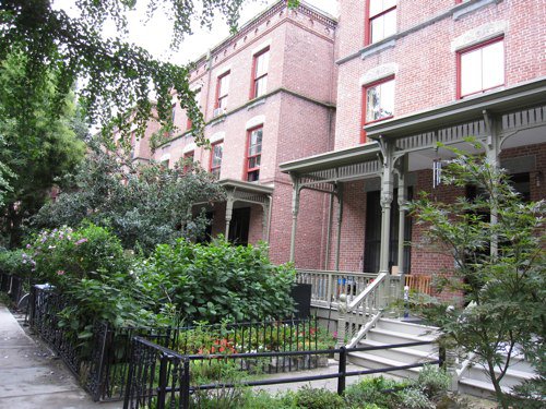 This strip of town houses, known as Astor Row, sits on 130th Street in Harlem. The houses struck me as unusual for Manhattan, as they each hard a little yard and a porch.