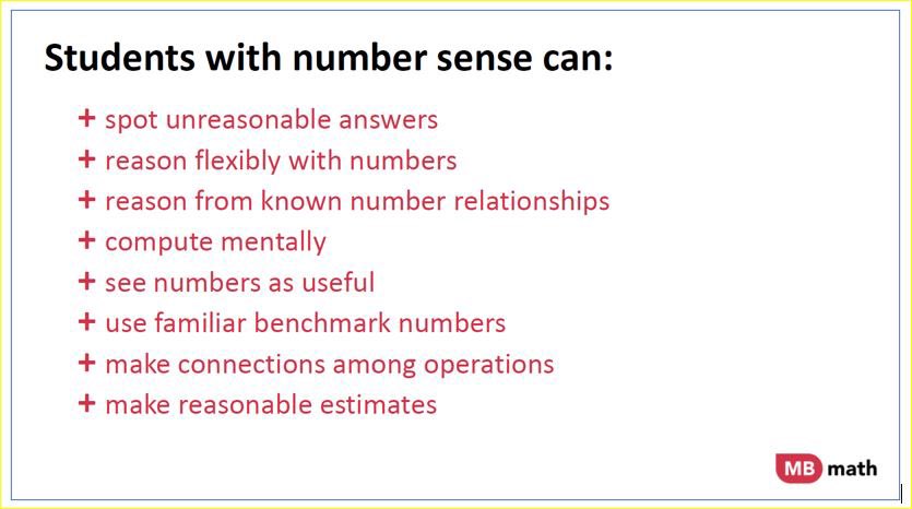 Thank you <a href="/mburnsmath/">Marilyn Burns</a> for sharing this list of ways student can show they are improving in their number sense! #numbersense #mathisfun