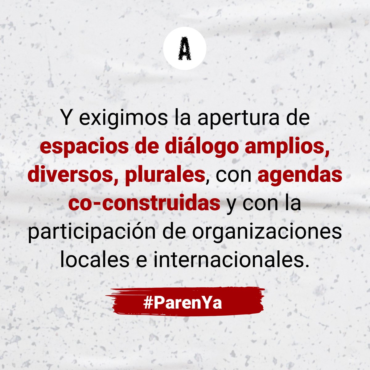 📢 #ParenYa | ¡Hacemos un llamado para que las voces de diálogo sean más fuertes que el ruido de las armas en las calles! ✍️  Firma esta petición y súmate a quienes creemos que el diálogo nos abre caminos hacia un país con equidad, justicia social y paz 👉 parenya.bonde.org