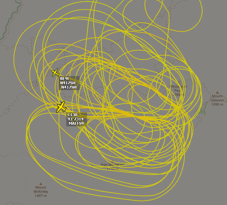 ameliairheart's tweet photo. USAF C-130 and a Tenax Aerospace lead plane performing air tanker operations for the 2nd day. Seems to be maintaining the fire line in this area.
Photo source: https://t.co/sMroty7TRu
Map source: https://t.co/XCbLQ6fTAB
#ADSB #A4EFB9 #ADFDC1 https://t.co/wKZ85c5dwX