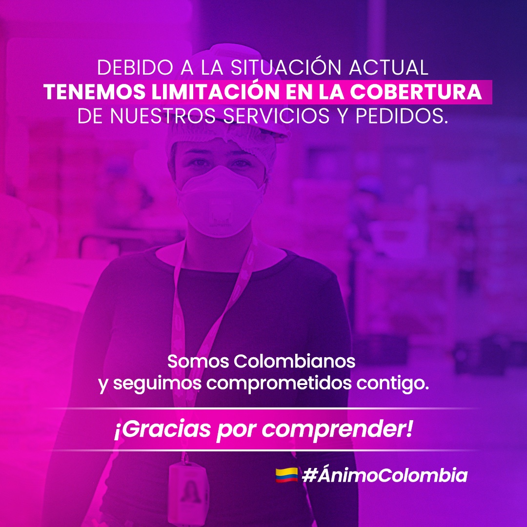 MerqueoCol's tweet image. Estamos haciendo todo lo posible por llevar los pedidos 🚚 a todos nuestros usuarios, sin embargo, por fuerza mayor nos vemos en la obligación de limitar nuestras coberturas de entrega. Esperamos  llevarte lo mejor de Merqueo a tu hogar pronto. Gracias por todo 🤲🏻 #ÁnimoColombia