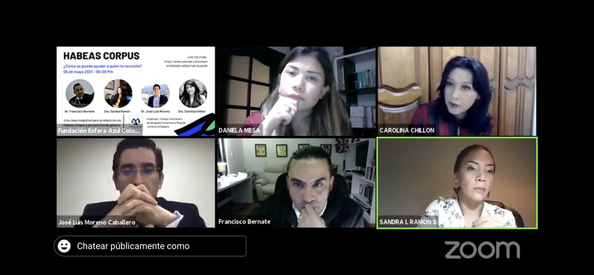 MarlonDiazAbog's tweet photo. Imperdible charla sobre la acción constitucional y derecho fundamental al hábeas corpus con @SANDRARAMN @lcarochillon @fbernate. Organizan @CPenalistas y @unisabana https://t.co/UU1bt90GGD