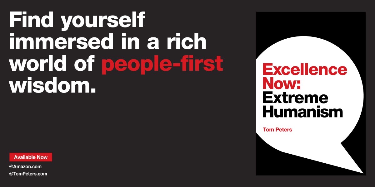 tomhood's tweet image. Yes! RT @tom_peters asks:
“Will ‘People First’ be reflected in your activities in the next 30 minutes? People first. This morning? People first. This afternoon? People first. Today? People first. Tomorrow?
Buy #extremehumanism 
ow.ly/9yRr50EC3Ci