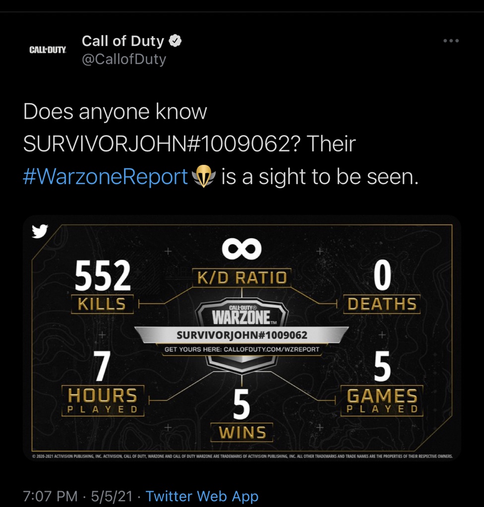 Charlieintel On Twitter Call Of Duty S Tweet Appears To Be Teasing The Addition Of Rambo As A Character To Warzone 552 Kills Rambo S Total Kills 5 Games 5 Rambo Movies