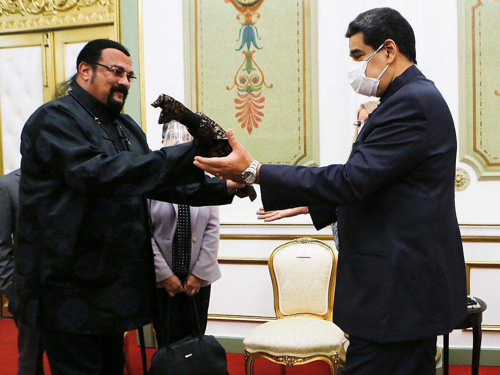 Venezuela's Maduro receives samurai sword gift from actor Steven Seagal