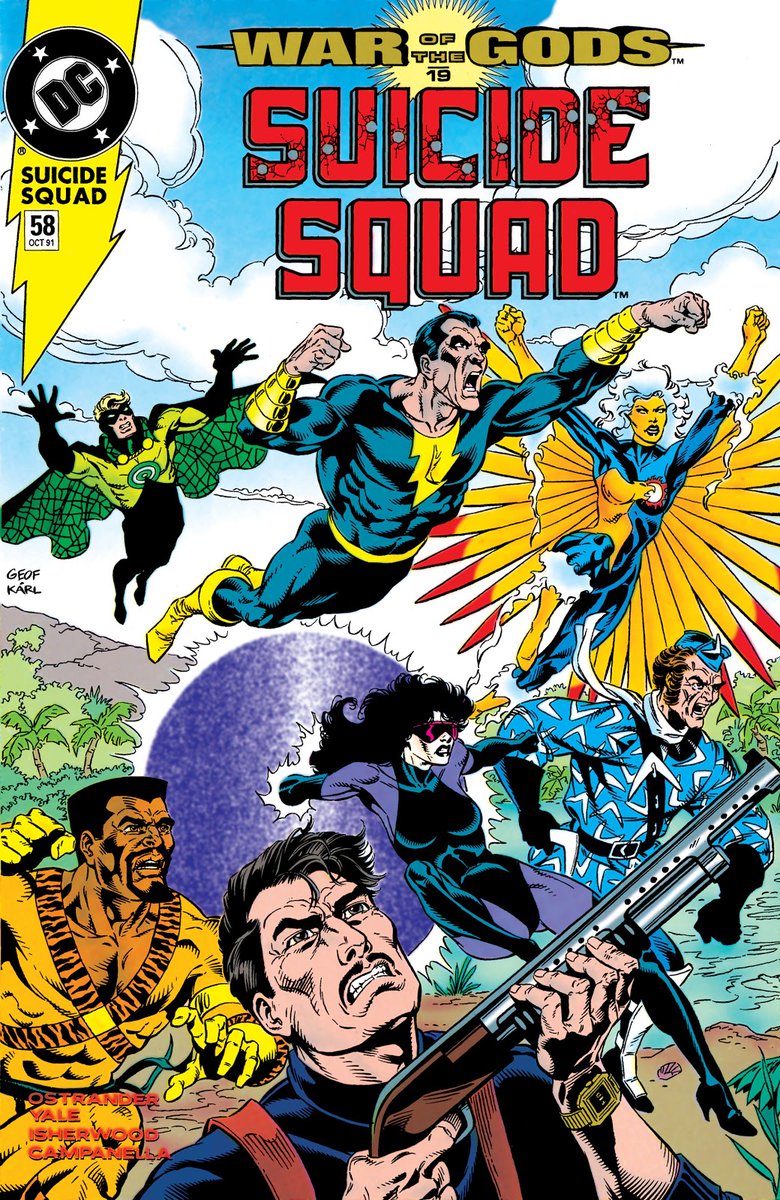 SUICIDE SQUAD #58 wins everything.Ostrander realized when Grant Morrison wrote *himself* into ANIMAL MAN #25 and #26, he became a character IN the DCU.So Ostrander picked up *that* character and sent him on a Suicide Squad mission.That's just wonderful on every possible level.