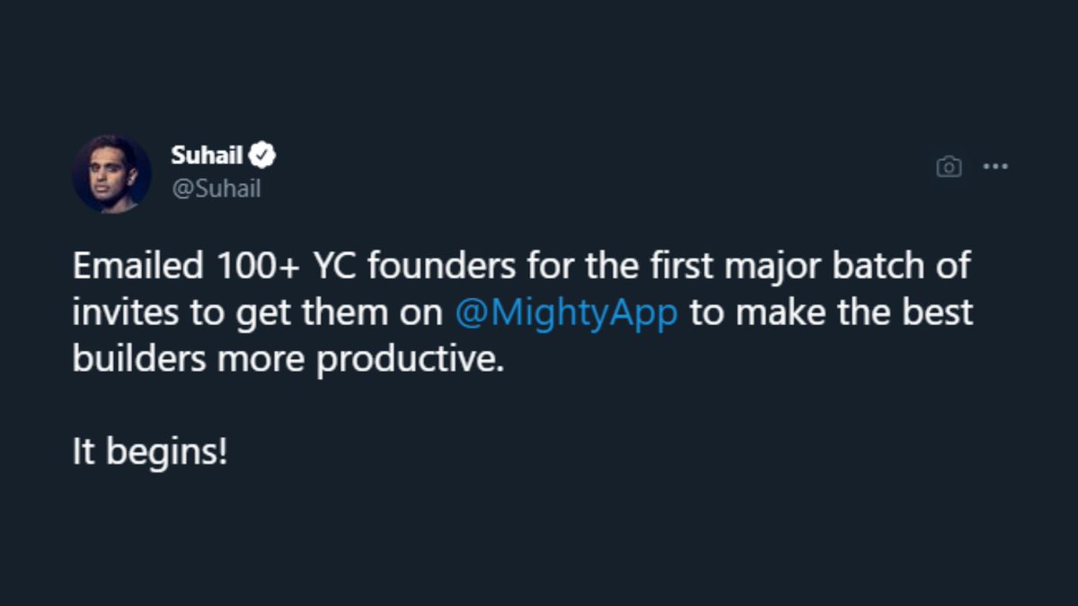 Company:  @MightyApp by  @SuhailHow: Suhail launched MightyApp to make Chrome faster. He has been building in public for years, sharing:The ups and downs of startup growth, customer objections, finding product market fit, direct acquisition tactics, and so much more.