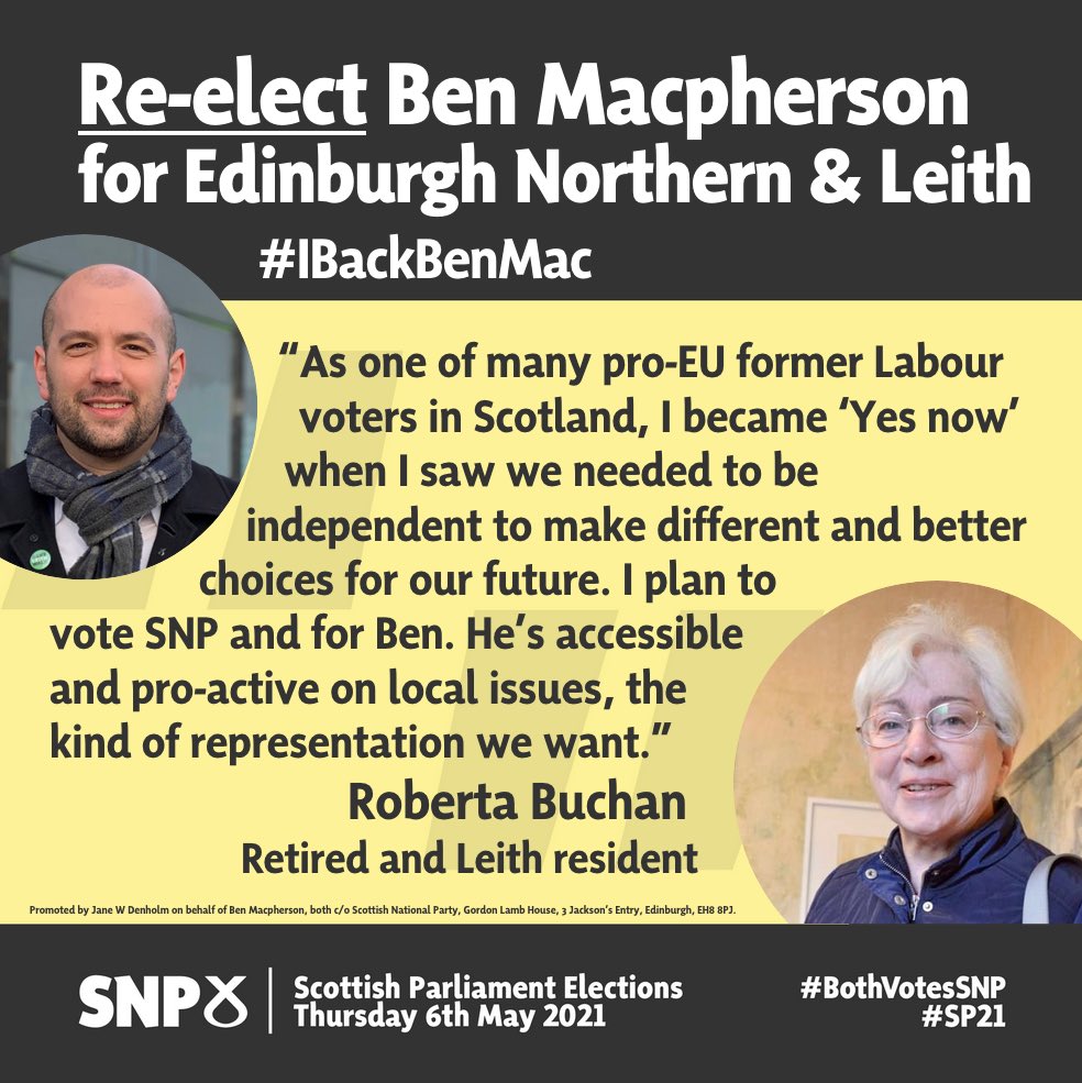 Re-elect Ben Macpherson #BothVotesSNP #VoteSNP #SP21 #IBackBenMac #ScotlandsChoice