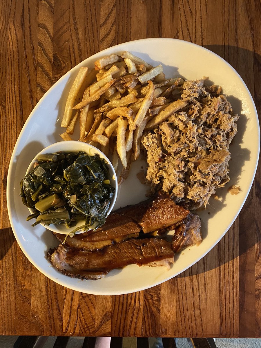 Haven’t been to The Pit in Raleigh in 8 years. The poor brisket hasn’t changed, but sadly the chopped pork has regressed. So much vinegar sauce it tasted like pickled pork. Greens were really gritty. The fried chicken (not pictured) was far better.